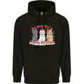 Meowy Christmas Funny Xmas Cat Mens 80% Cotton Hoodie Black
