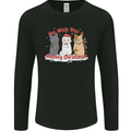 Meowy Christmas Funny Xmas Cat Mens Long Sleeve T-Shirt Black