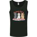 Meowy Christmas Funny Xmas Cat Mens Vest Tank Top Black