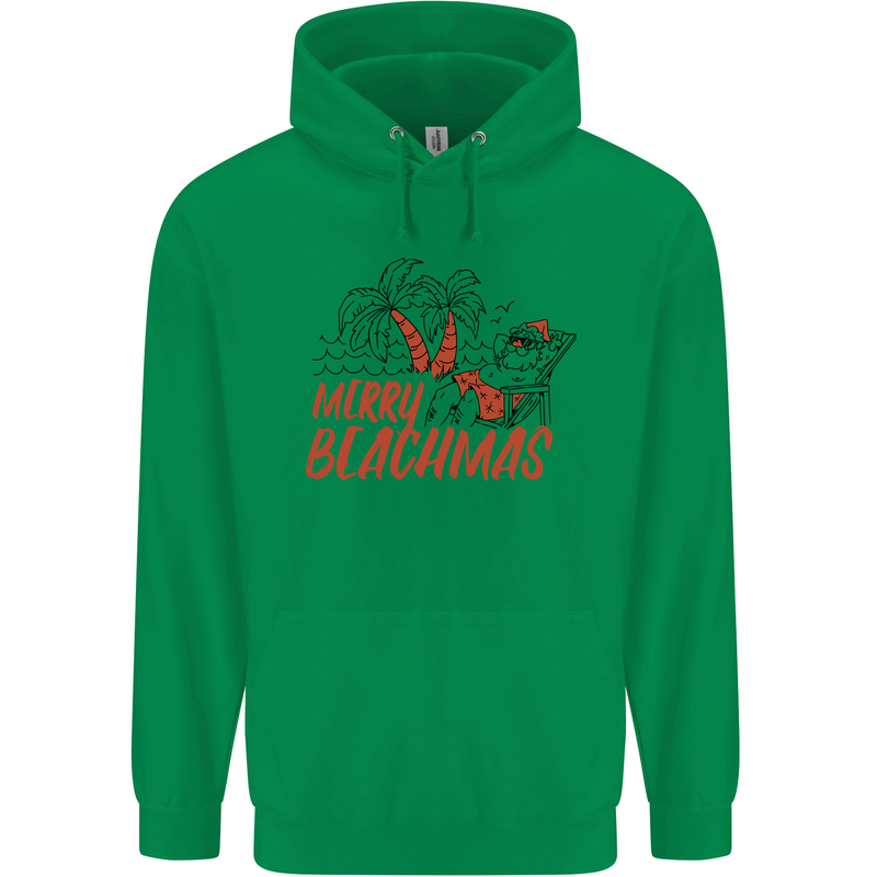 Merry Beachmas Funny Summer Santa Claus Childrens Kids Hoodie Irish Green