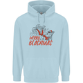 Merry Beachmas Funny Summer Santa Claus Childrens Kids Hoodie Light Blue