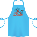 Merry Beachmas Funny Summer Santa Claus Cotton Apron 100% Organic Turquoise