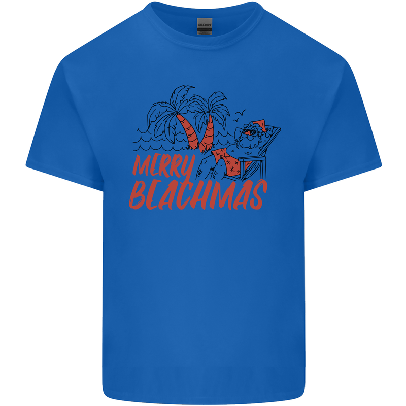 Merry Beachmas Funny Summer Santa Claus Kids T-Shirt Childrens Royal Blue