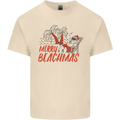 Merry Beachmas Funny Summer Santa Claus Mens Cotton T-Shirt Tee Top Natural