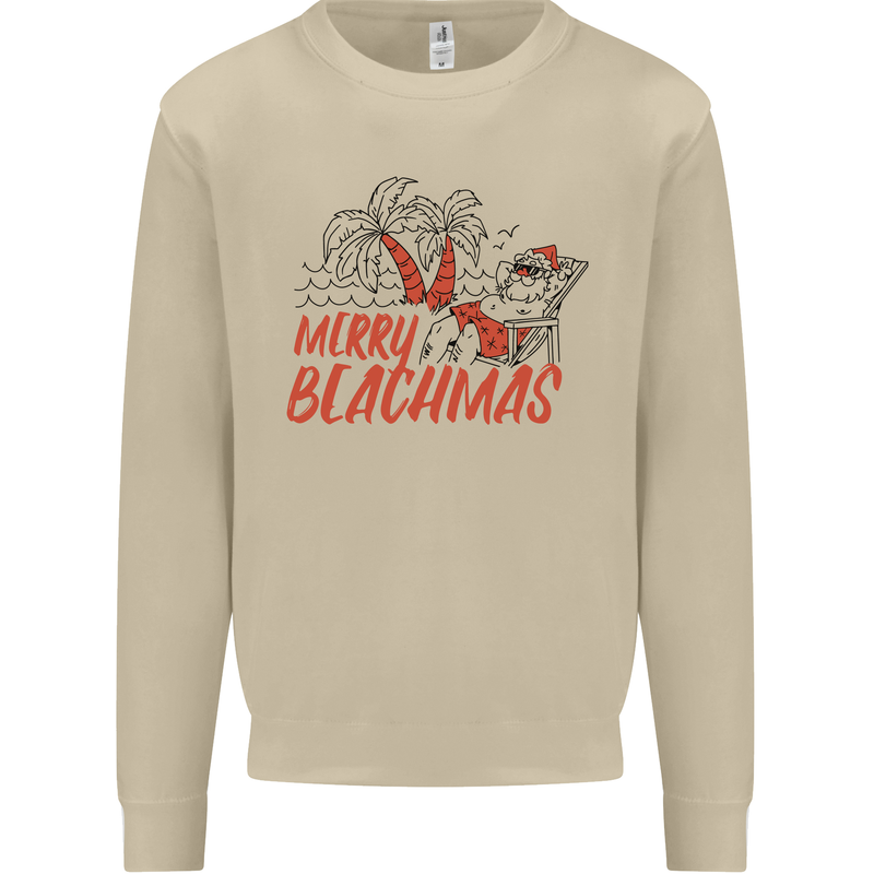 Merry Beachmas Funny Summer Santa Claus Mens Sweatshirt Jumper Sand