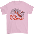 Merry Beachmas Funny Summer Santa Claus Mens T-Shirt 100% Cotton Light Pink