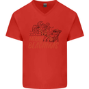 Merry Beachmas Funny Summer Santa Claus Mens V-Neck Cotton T-Shirt Red