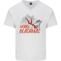 Merry Beachmas Funny Summer Santa Claus Mens V-Neck Cotton T-Shirt White