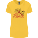 Merry Beachmas Funny Summer Santa Claus Womens Wider Cut T-Shirt Yellow