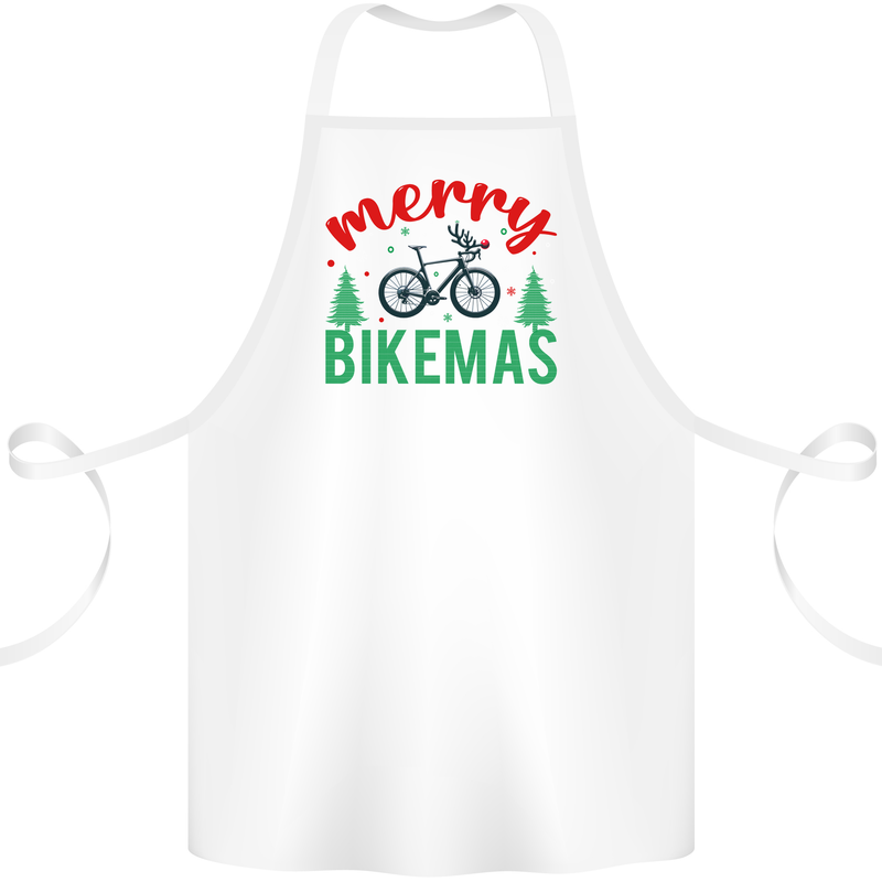 Merry Bikemass Funny Cycling Bicycle Xmas Bike Cotton Apron 100% Organic White