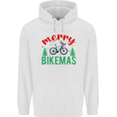 Merry Bikemass Funny Cycling Bicycle Xmas Bike Mens 80% Cotton Hoodie White