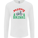 Merry Bikemass Funny Cycling Bicycle Xmas Bike Mens Long Sleeve T-Shirt White
