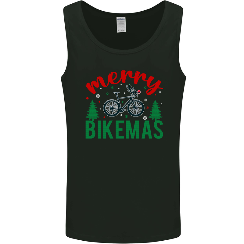 Merry Bikemass Funny Cycling Bicycle Xmas Bike Mens Vest Tank Top Black