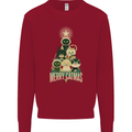 Merry Catmas Funny Cats Forming Xmas Tree Kids Sweatshirt Jumper Red