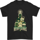 Merry Catmas Funny Cats Forming Xmas Tree Mens T-Shirt 100% Cotton Black