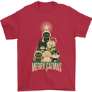 Merry Catmas Funny Cats Forming Xmas Tree Mens T-Shirt 100% Cotton Red