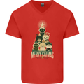 Merry Catmas Funny Cats Forming Xmas Tree Mens V-Neck Cotton T-Shirt Red