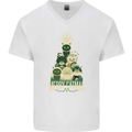Merry Catmas Funny Cats Forming Xmas Tree Mens V-Neck Cotton T-Shirt White