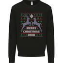 Merry Christmas Deer Funny Xmas Kids Sweatshirt Jumper Black