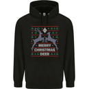 Merry Christmas Deer Funny Xmas Mens 80% Cotton Hoodie Black