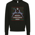 Merry Christmas Deer Funny Xmas Mens Sweatshirt Jumper Black