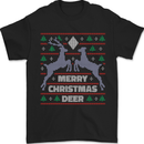 Merry Christmas Deer Funny Xmas Mens T-Shirt 100% Cotton Black