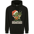 Merry Christmas Humans Funny Alien & Rudolf Xmas Mens 80% Cotton Hoodie Black