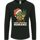 Merry Christmas Humans Funny Alien & Rudolf Xmas Mens Long Sleeve T-Shirt Black