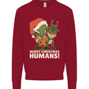 Merry Christmas Humans Funny Alien & Rudolf Xmas Mens Sweatshirt Jumper Red