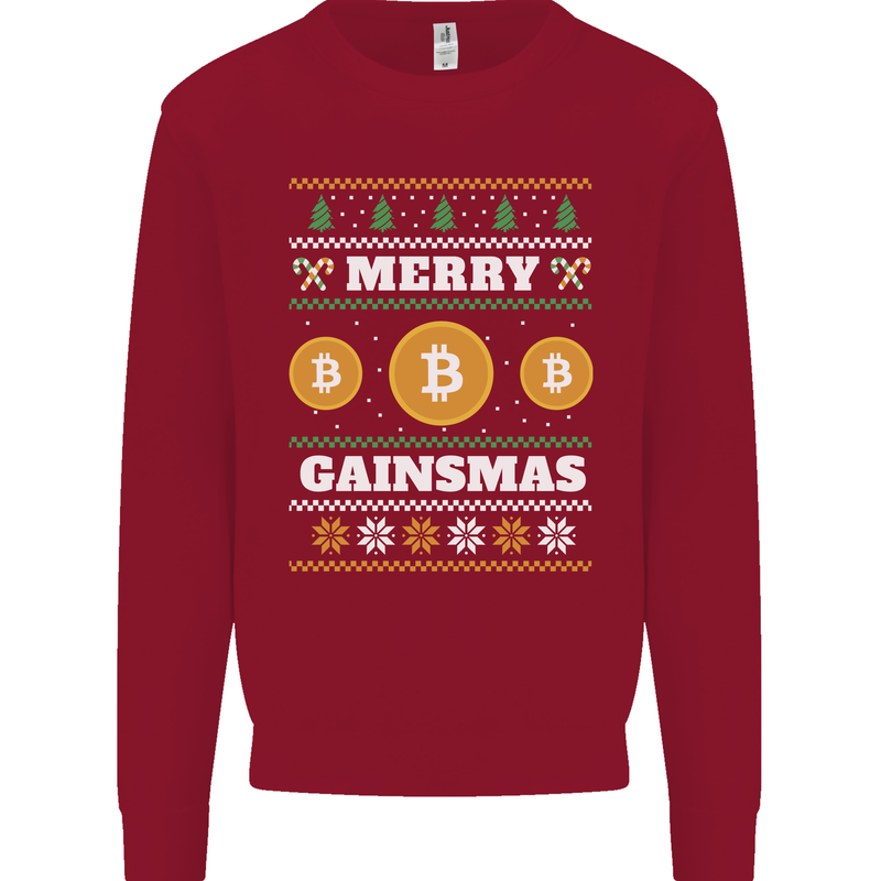 Merry Gainsmath Christmas Crypto Xmas Bitcoin Kids Sweatshirt Jumper Red