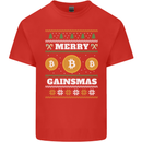 Merry Gainsmath Christmas Crypto Xmas Bitcoin Kids T-Shirt Childrens Red