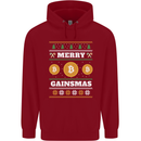 Merry Gainsmath Christmas Crypto Xmas Bitcoin Mens 80% Cotton Hoodie Red