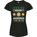 Merry Gainsmath Christmas Crypto Xmas Bitcoin Womens Petite Cut T-Shirt Black