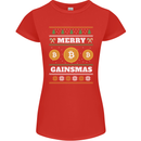 Merry Gainsmath Christmas Crypto Xmas Bitcoin Womens Petite Cut T-Shirt Red