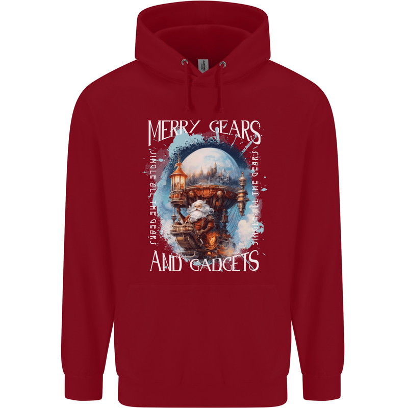 Merry Gears Steampunk Christmas Santa Xmas Childrens Kids Hoodie Red