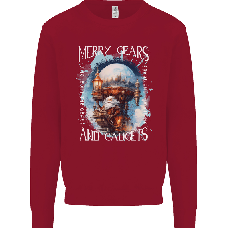 Merry Gears Steampunk Christmas Santa Xmas Kids Sweatshirt Jumper Red