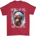 Merry Gears Steampunk Christmas Santa Xmas Mens T-Shirt 100% Cotton Red