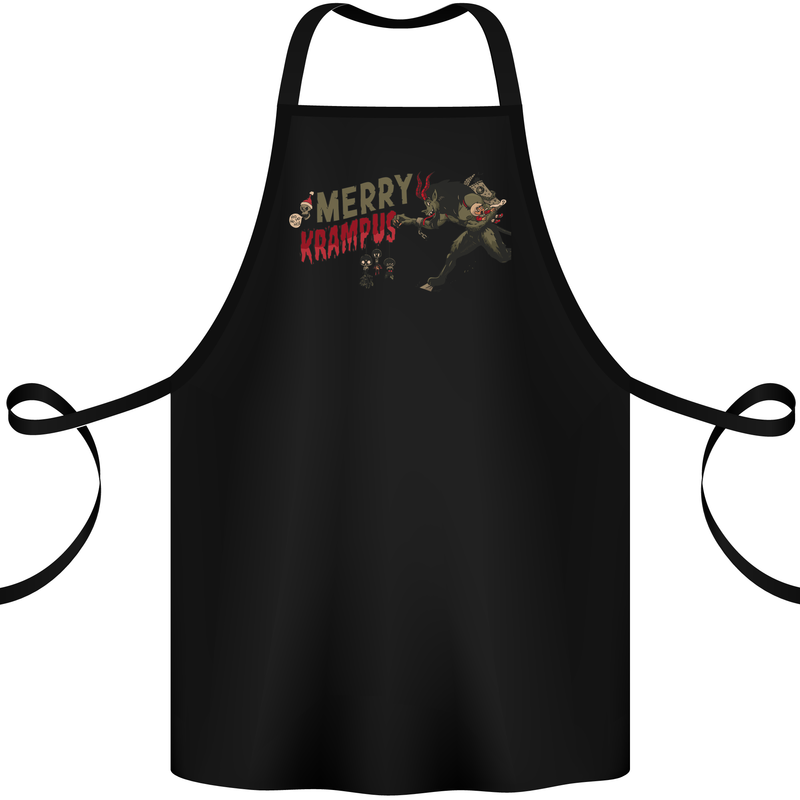 Merry Krampus Funny Christmas Xmas Cotton Apron 100% Organic Black