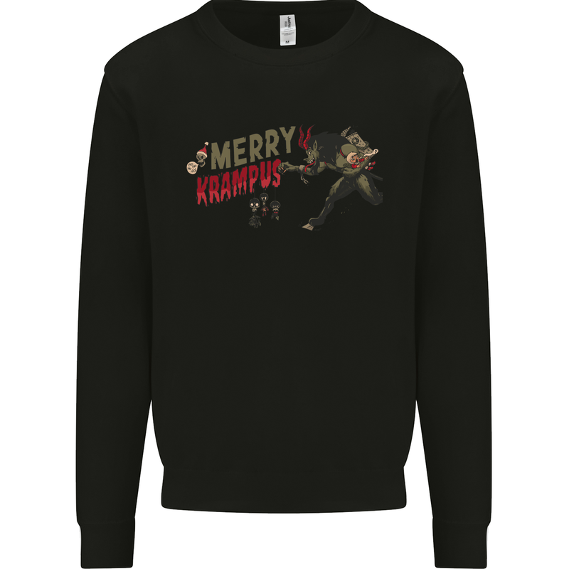Merry Krampus Funny Christmas Xmas Kids Sweatshirt Jumper Black