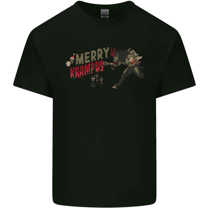 Merry Krampus Funny Christmas Xmas Mens Cotton T-Shirt Tee Top Black