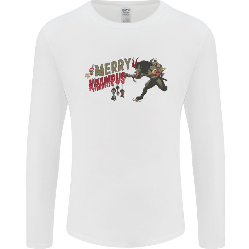 Merry Krampus Funny Christmas Xmas Mens Long Sleeve T-Shirt White