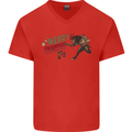 Merry Krampus Funny Christmas Xmas Mens V-Neck Cotton T-Shirt Red
