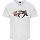 Merry Krampus Funny Christmas Xmas Mens V-Neck Cotton T-Shirt White