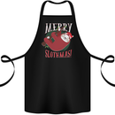 Merry Slothmas Funny Christmas Sloth Xmas Cotton Apron 100% Organic Black