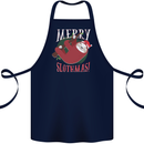 Merry Slothmas Funny Christmas Sloth Xmas Cotton Apron 100% Organic Navy Blue