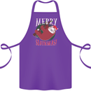 Merry Slothmas Funny Christmas Sloth Xmas Cotton Apron 100% Organic Purple
