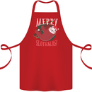 Merry Slothmas Funny Christmas Sloth Xmas Cotton Apron 100% Organic Red