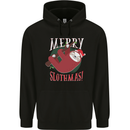 Merry Slothmas Funny Christmas Sloth Xmas Mens 80% Cotton Hoodie Black