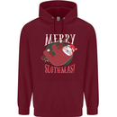 Merry Slothmas Funny Christmas Sloth Xmas Mens 80% Cotton Hoodie Maroon
