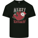 Merry Slothmas Funny Christmas Sloth Xmas Mens Cotton T-Shirt Tee Top Black